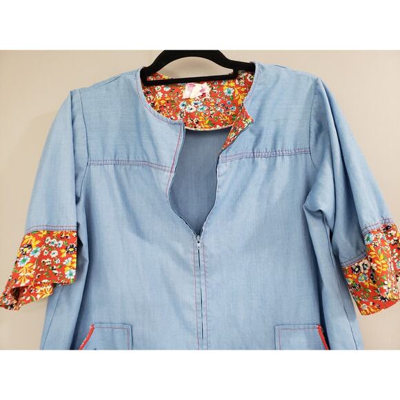 Paulette Chicago‎ Vintage 60s 70s FLORAL Mumu House Dress Lounge Mod Boho Chores - Picture 3 of 5